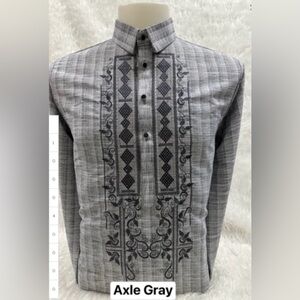 Axle Gray Men’s Embroidered Dress Shirt